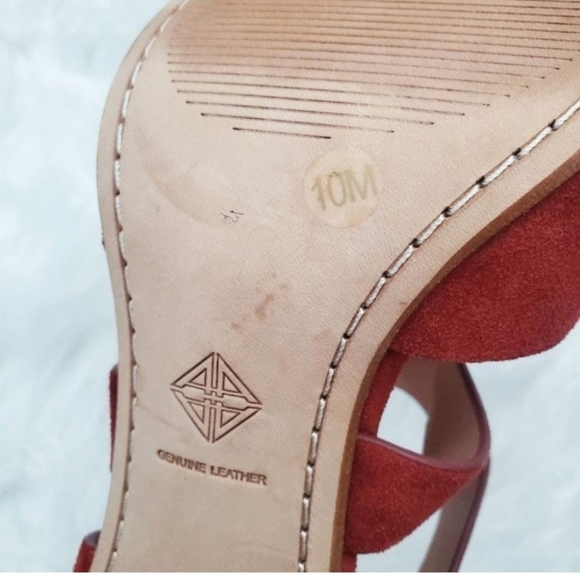 Antonio Melani Leather Slingback Crisscross High Heel Block Sandals 10M - Picture 8 of 10